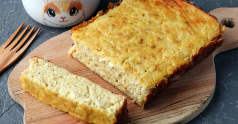 Творожная запеканка с бананом и овсянкой