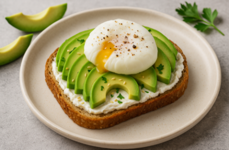 Тост с авокадо, яйцом пашот и творожным сыром