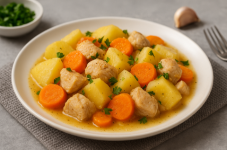 Картофельное рагу с курицей и морковью